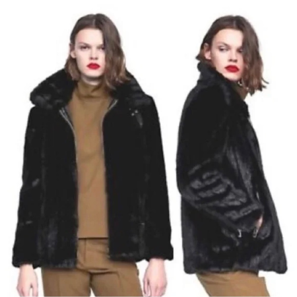 Zara Faux Fur Moto Style Jacket